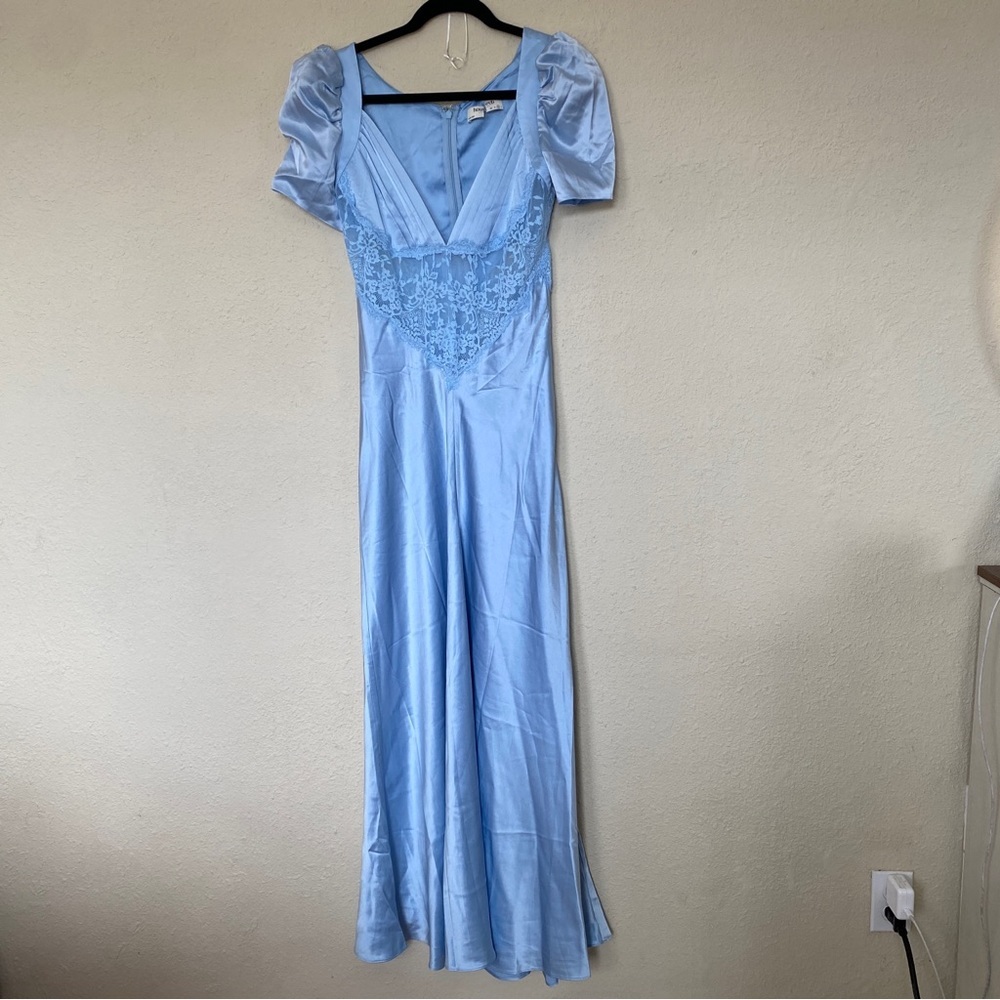 House of CB M D-DD 'Rafaela' Soft Blue & Pure Silk Lace Maxi Dress NWOT - Picture 5 of 13